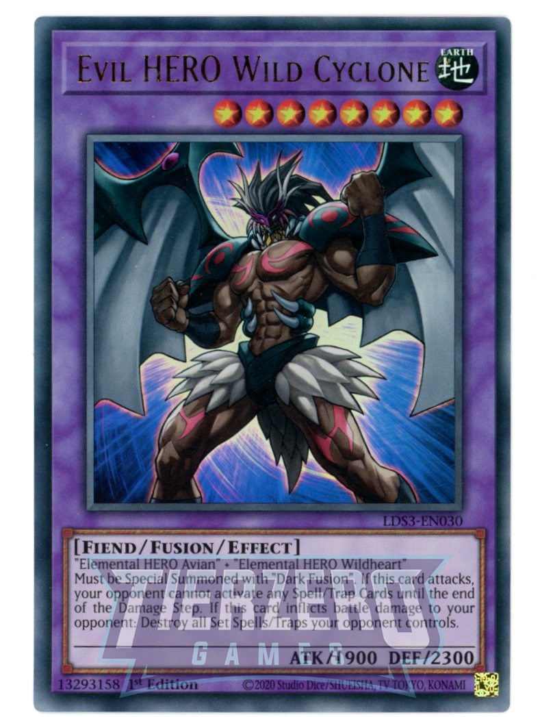 LDS3-EN030 - Evil HERO Wild Cyclone - Ultra Rare - Effect Fusion Monster - Legendary Duelists Season 3