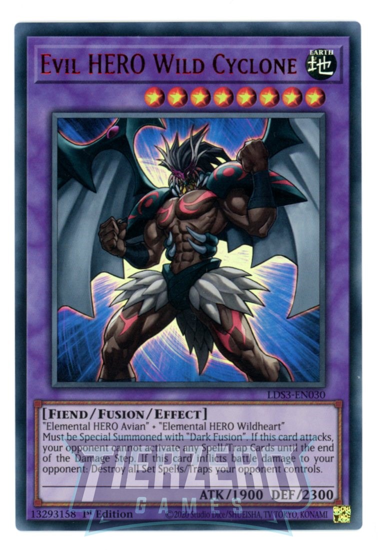 LDS3-EN030 - Evil HERO Wild Cyclone - Red Ultra Rare - Effect Fusion Monster - Legendary Duelists Season 3