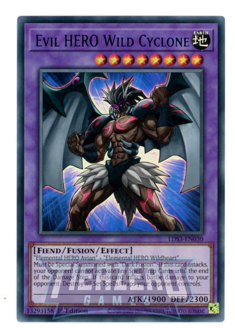 LDS3-EN030 - Evil HERO Wild Cyclone - Blue Ultra Rare - Effect Fusion Monster - Legendary Duelists Season 3