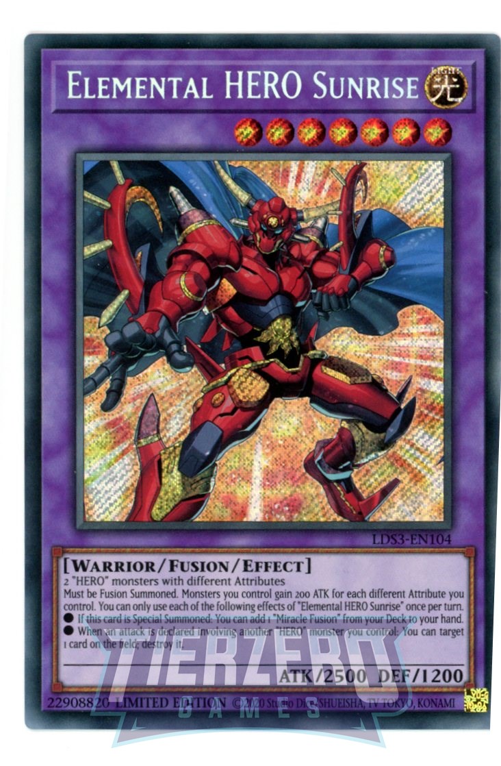 LDS3-EN104 - Elemental HERO Sunrise - Secret Rare - Effect Fusion Monster - Legendary Duelists Season 3