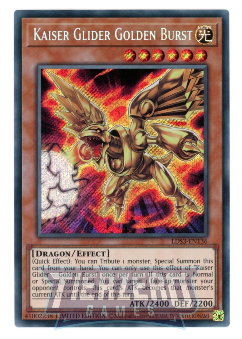 LDS3-EN136 - Kaiser Glider - Golden Burst - Secret Rare - Effect Monster - Legendary Duelists Season 3