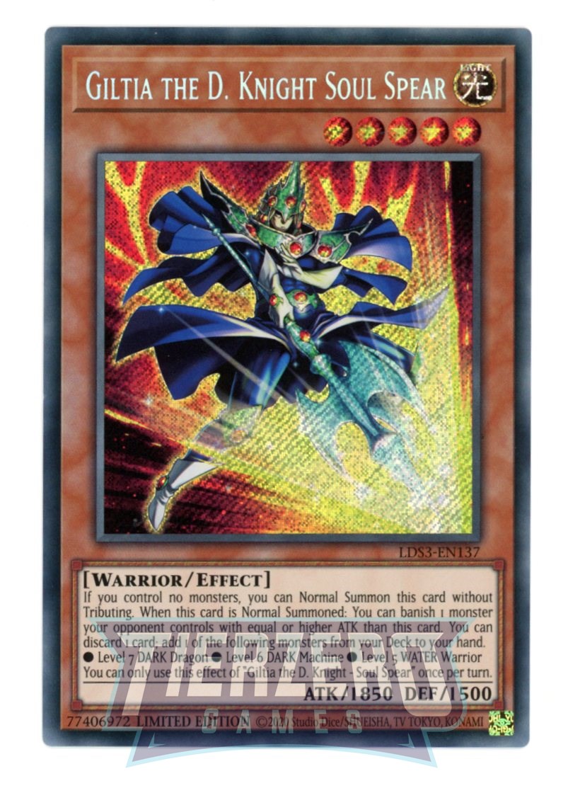 LDS3-EN137 - Giltia the D. Knight - Soul Spear - Secret Rare - Effect Monster - Legendary Duelists Season 3