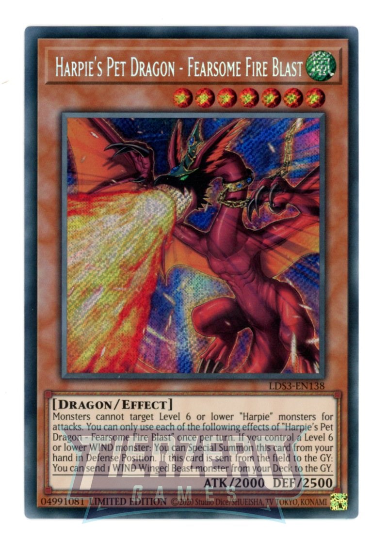 LDS3-EN138 - Harpie's Pet Dragon - Fearsome Fire Blast - Secret Rare - Effect Monster - Legendary Duelists Season 3